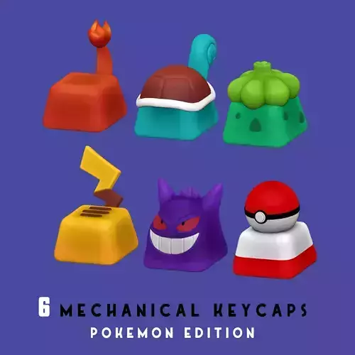 6 Keycaps for mechanical Keyboard - POKEMON Edition -  3D print model