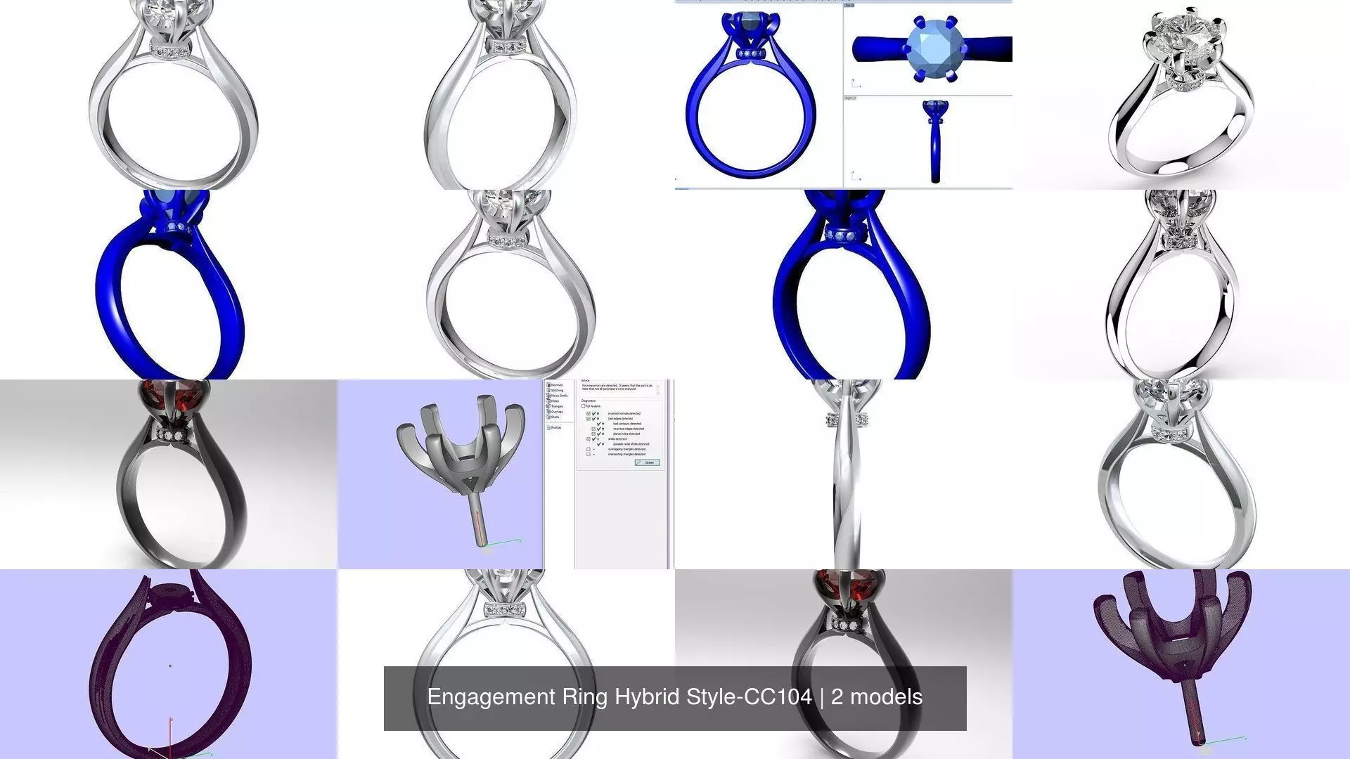 Engagement Ring Hybrid Style-CC104 3D Model Collection_0