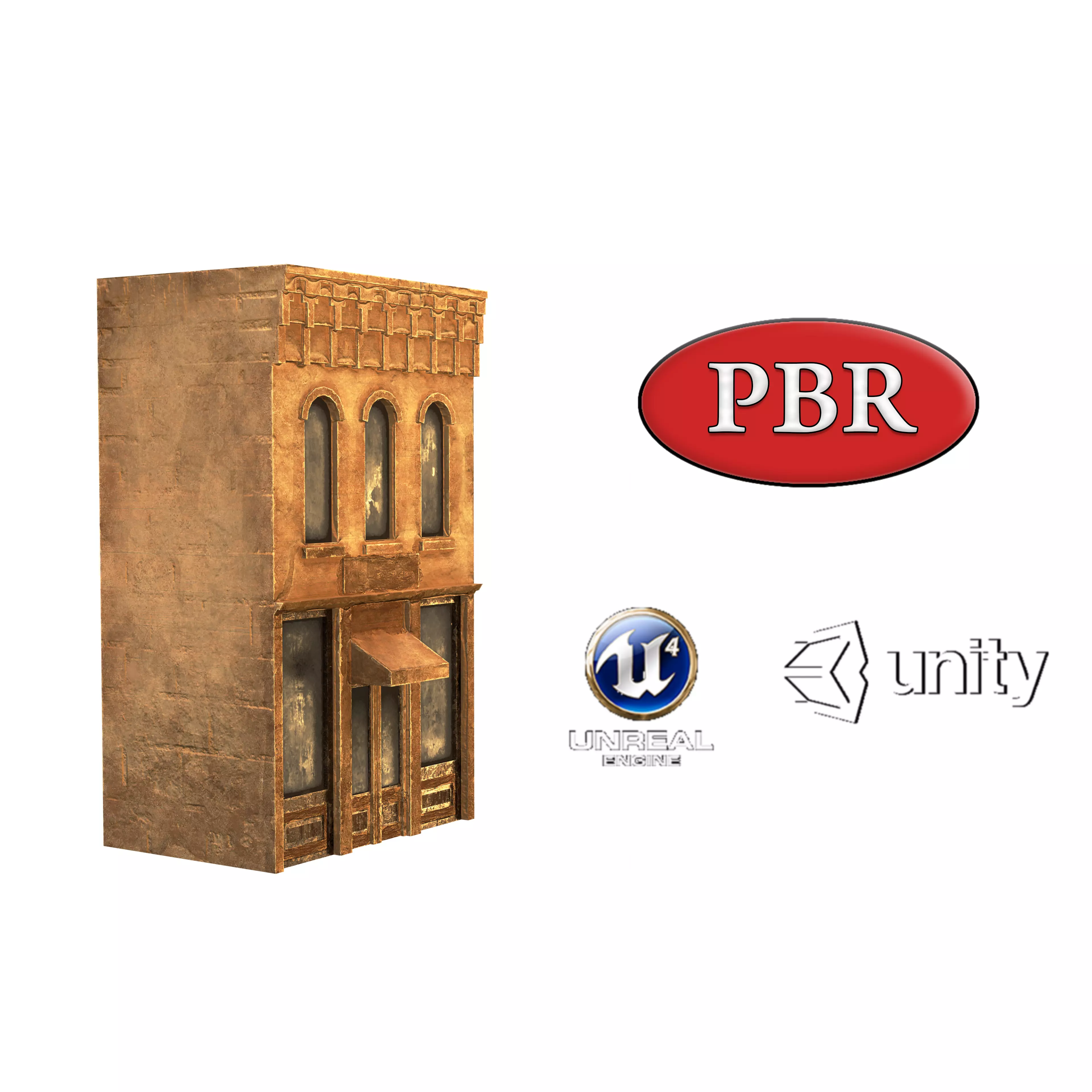 Abandoned Texas Building 02 Low-poly 3D model_0