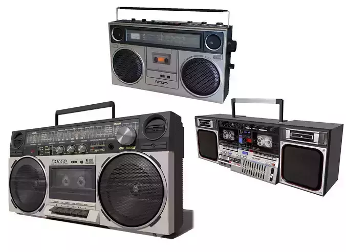 Retro Boom Box Ghetto Blaster Pack 3D model