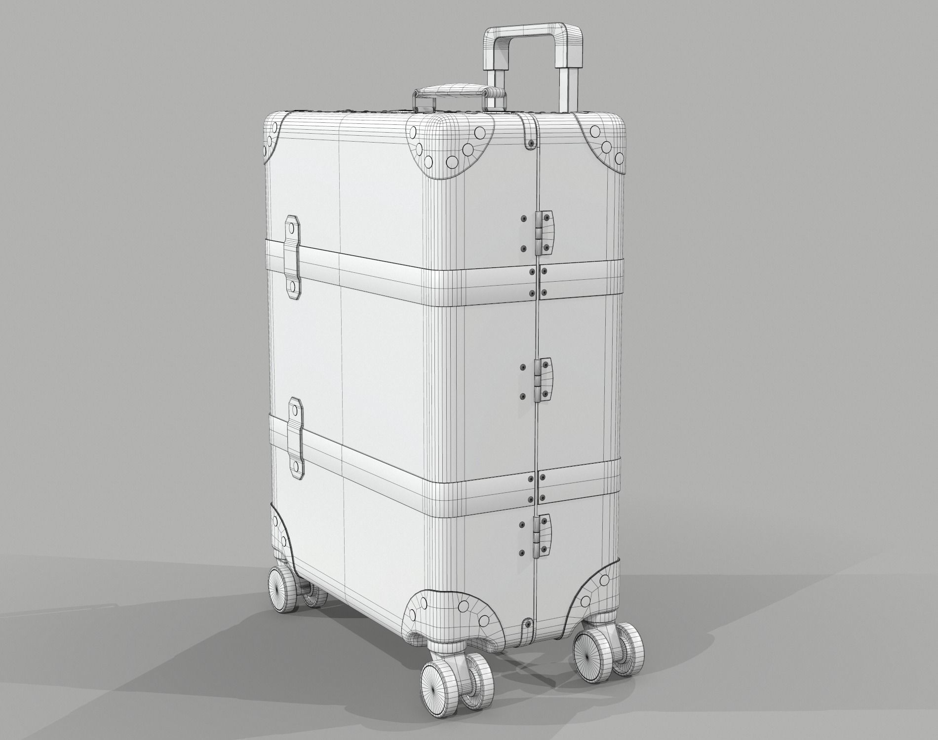 Gucci Globe-Trotter GG canvas luggage suitcase Low-poly 3D model_12