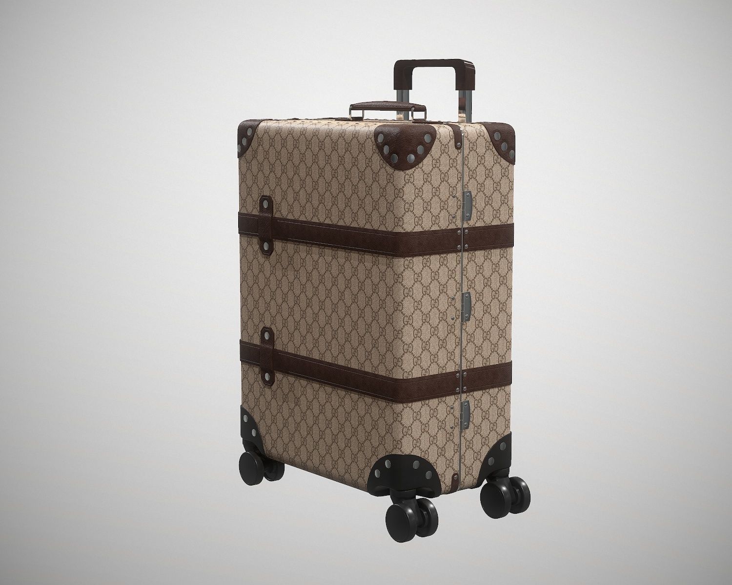 Gucci Globe-Trotter GG canvas luggage suitcase Low-poly 3D model_4