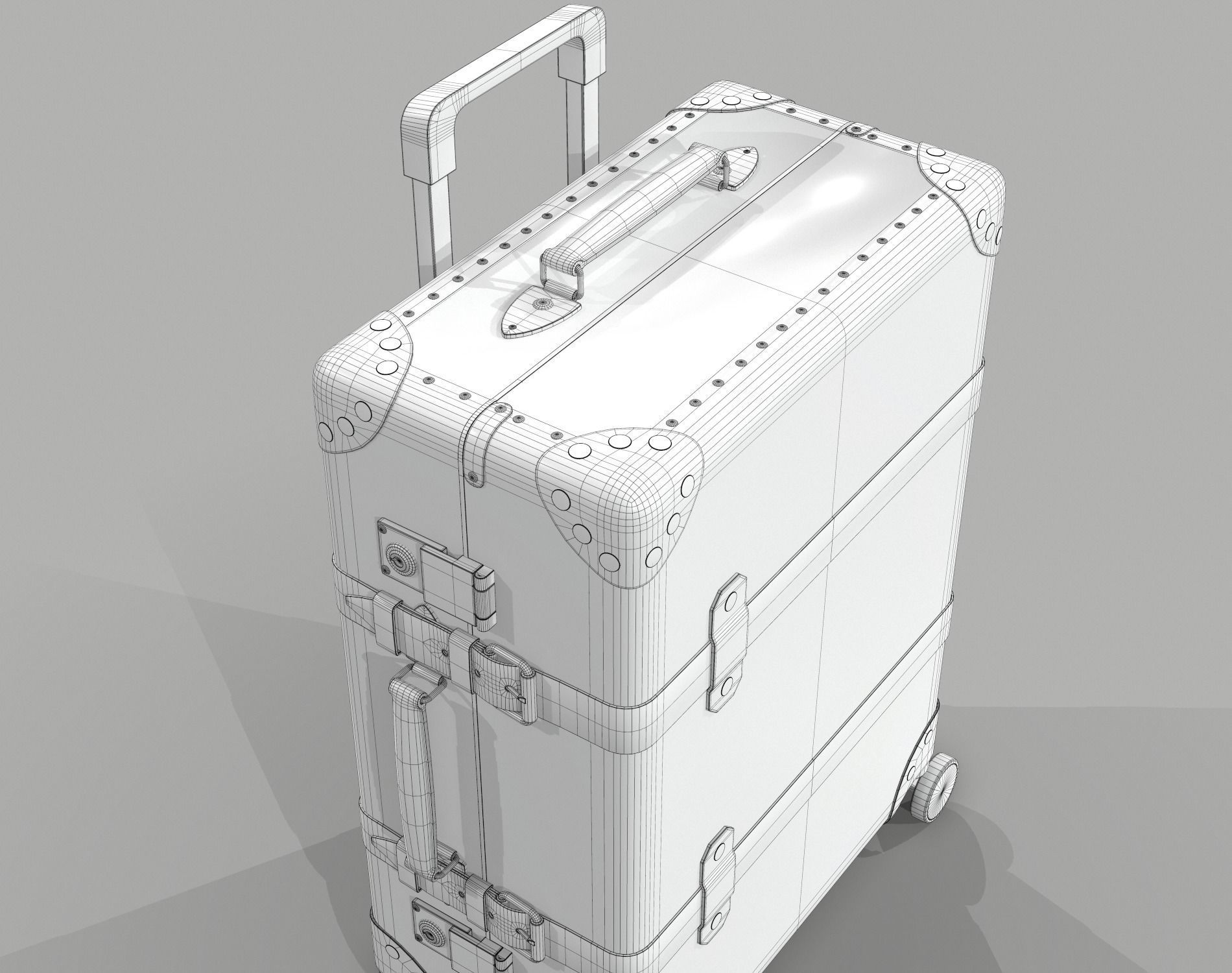 Gucci Globe-Trotter GG canvas luggage suitcase Low-poly 3D model_14