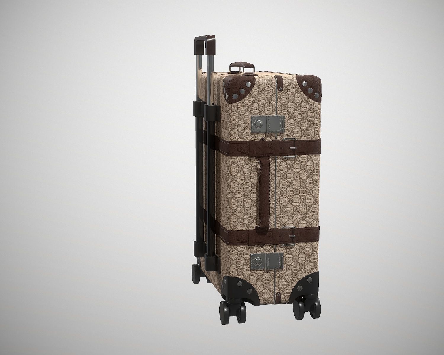 Gucci Globe-Trotter GG canvas luggage suitcase Low-poly 3D model_3