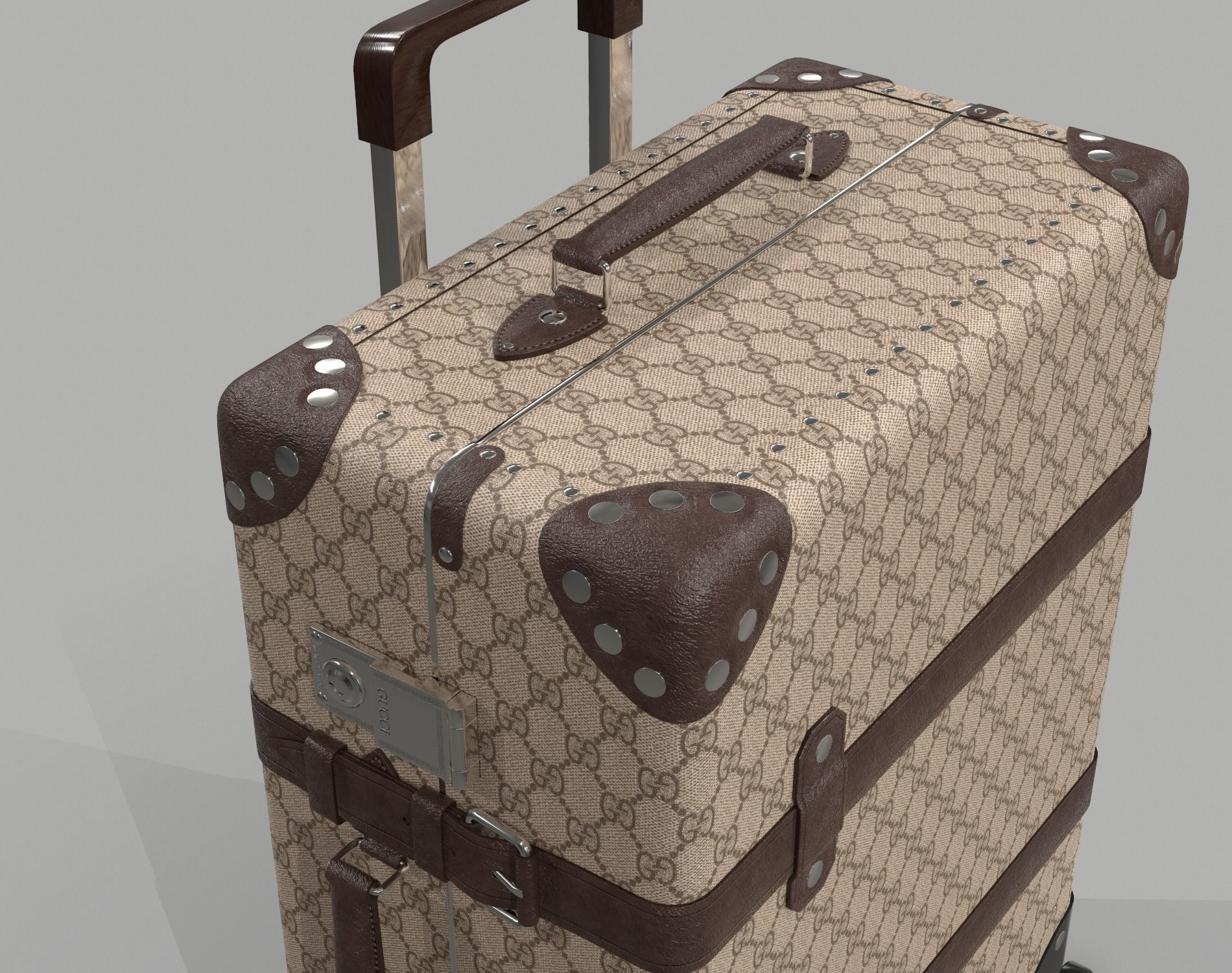 Gucci Globe-Trotter GG canvas luggage suitcase Low-poly 3D model_10