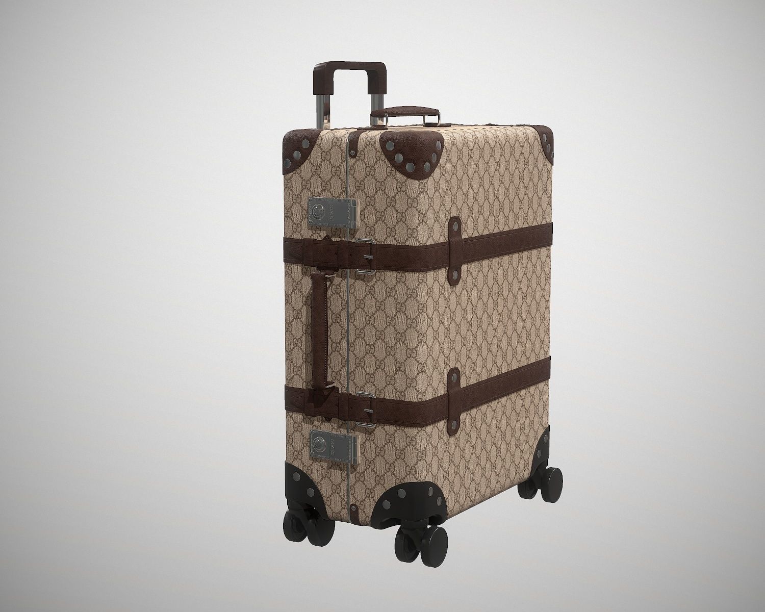 Gucci Globe-Trotter GG canvas luggage suitcase Low-poly 3D model_2