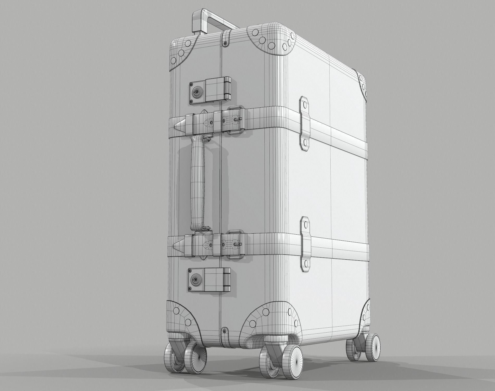 Gucci Globe-Trotter GG canvas luggage suitcase Low-poly 3D model_17