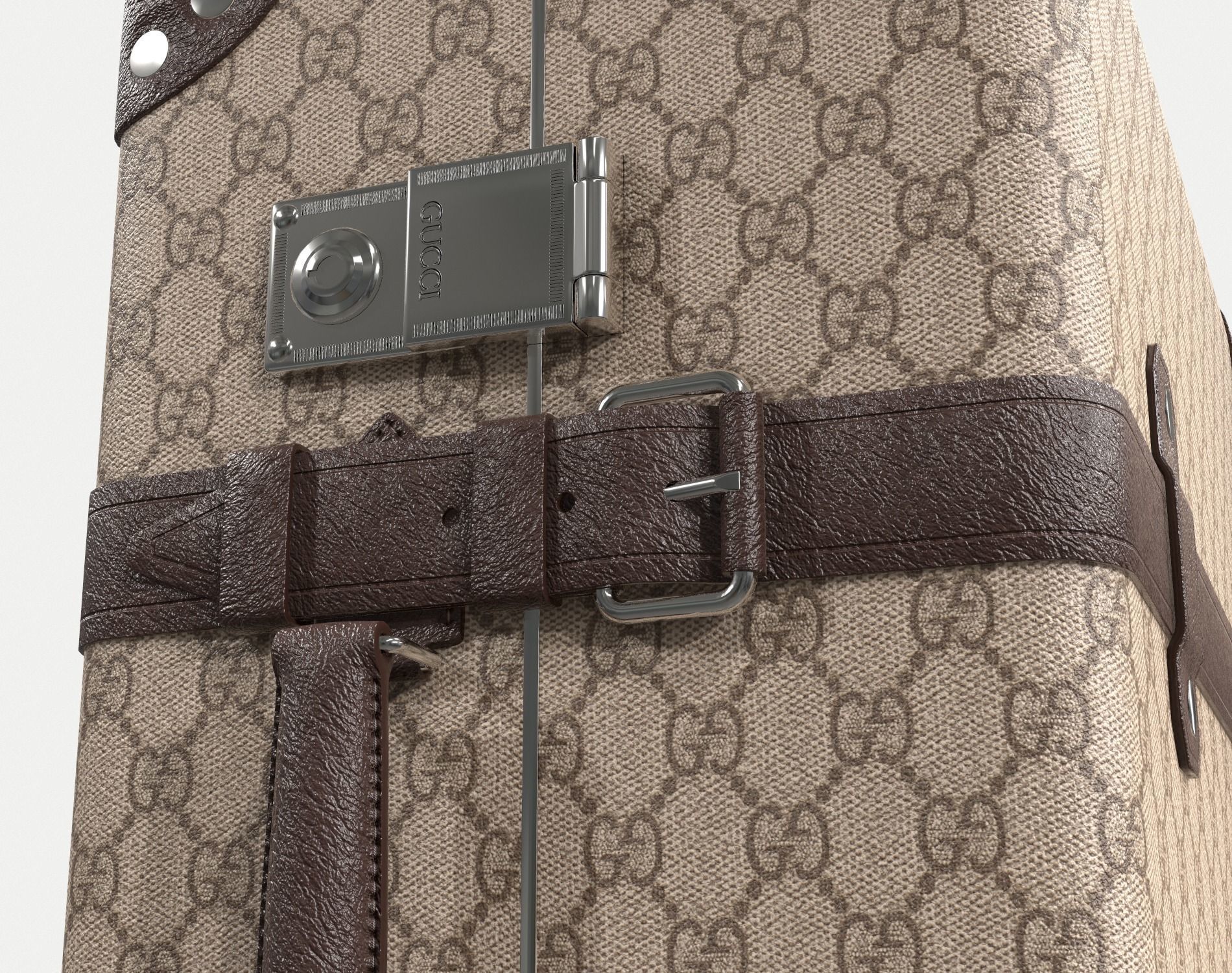 Gucci Globe-Trotter GG canvas luggage suitcase Low-poly 3D model_8