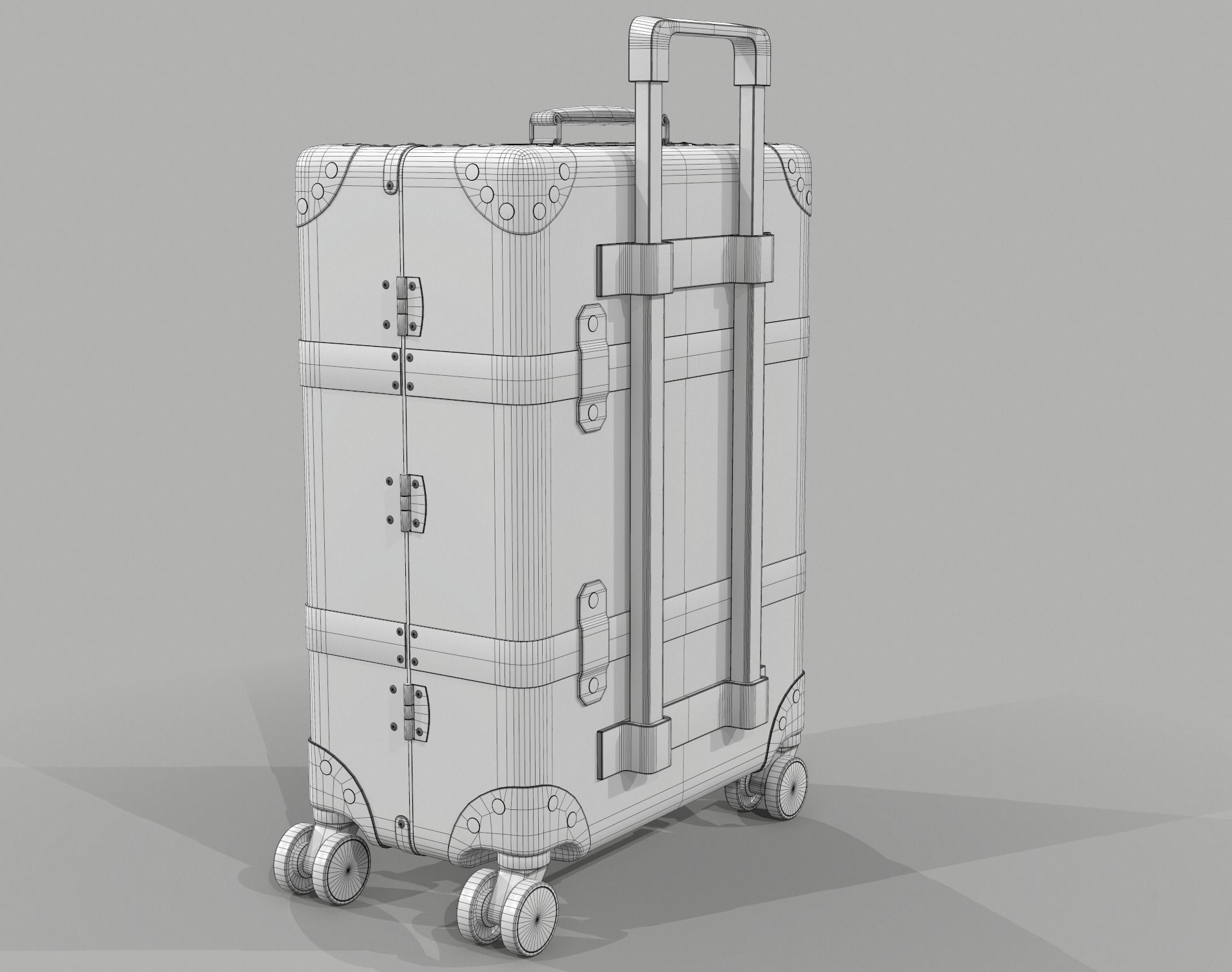 Gucci Globe-Trotter GG canvas luggage suitcase Low-poly 3D model_11