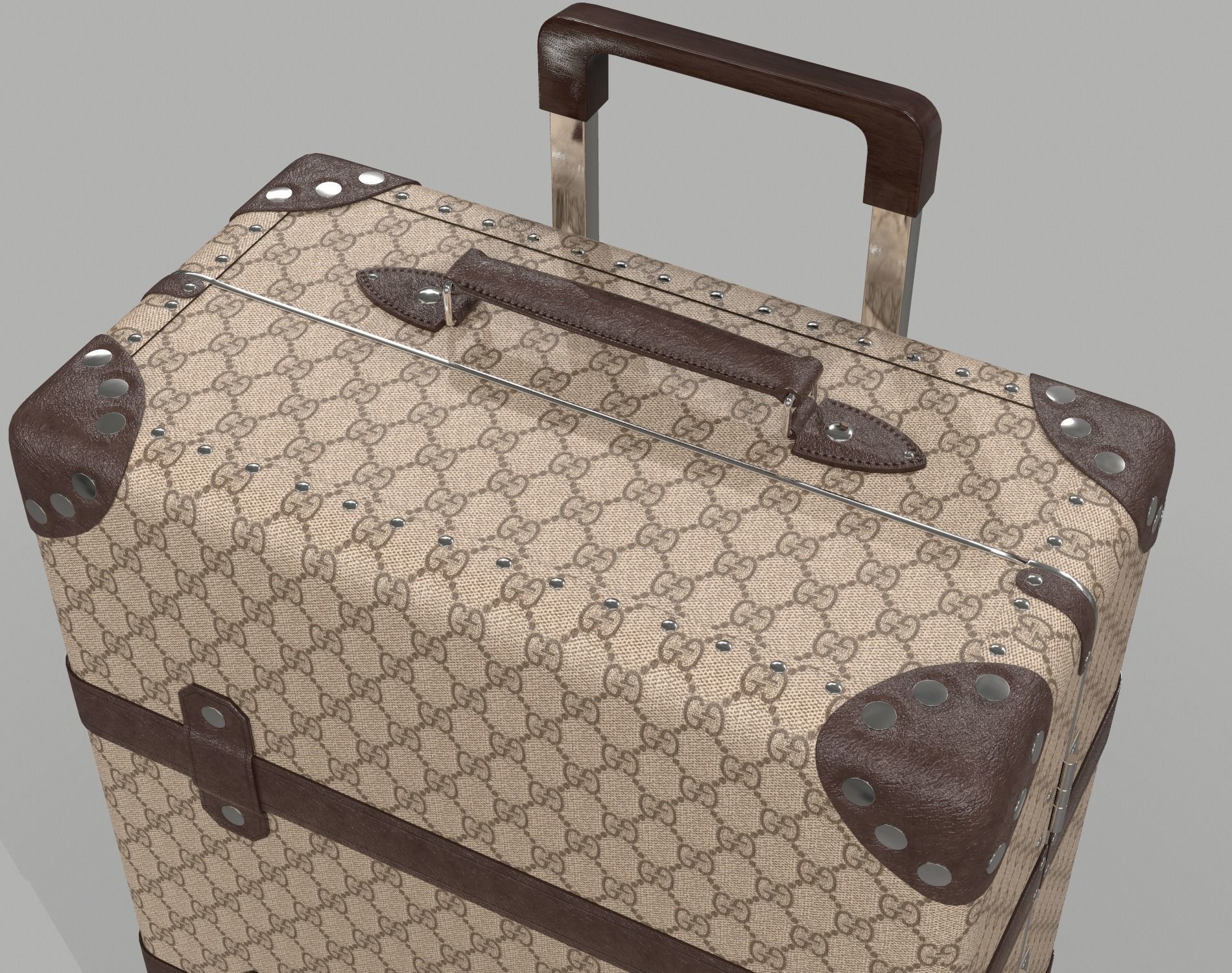 Gucci Globe-Trotter GG canvas luggage suitcase Low-poly 3D model_9