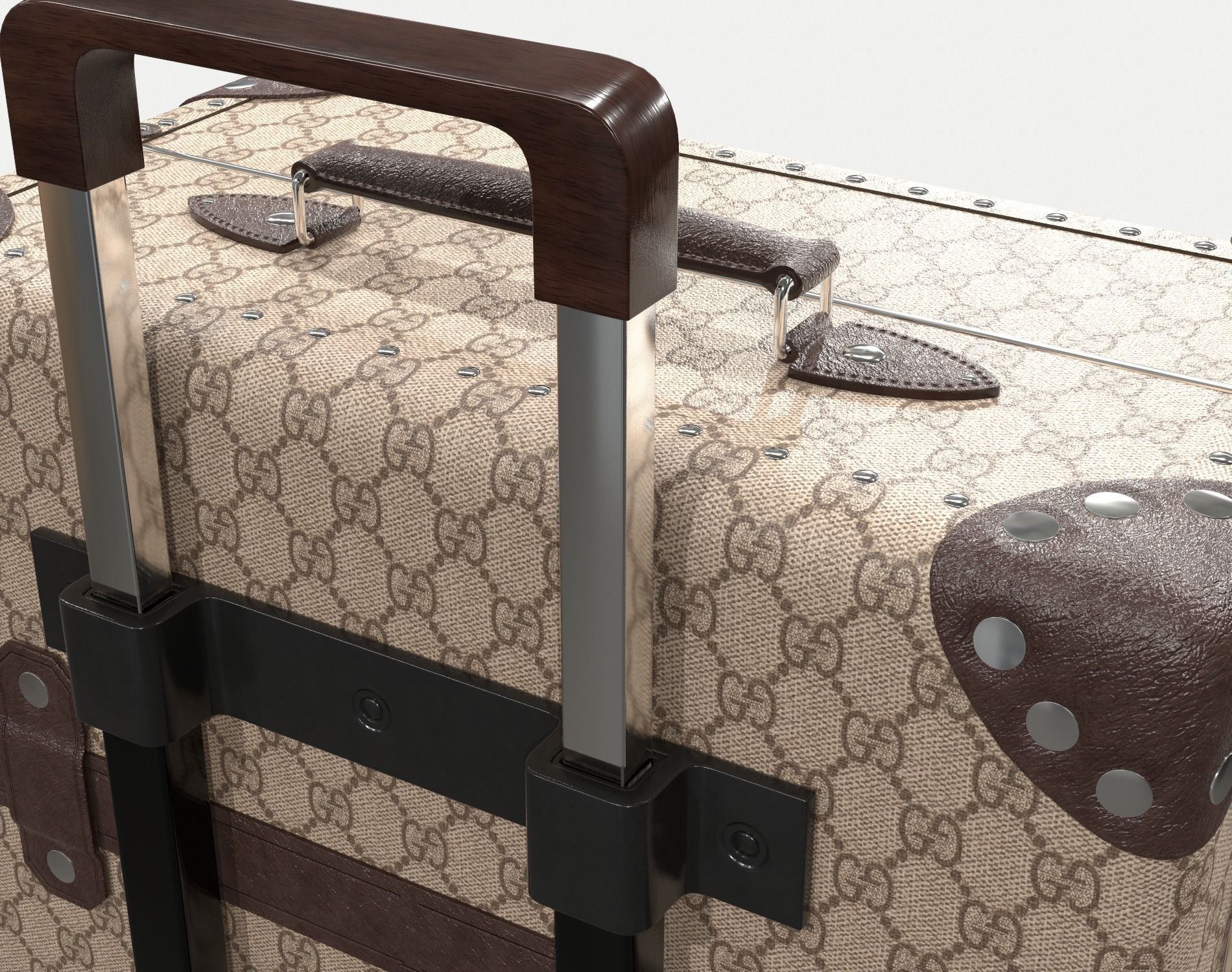 Gucci Globe-Trotter GG canvas luggage suitcase Low-poly 3D model_6