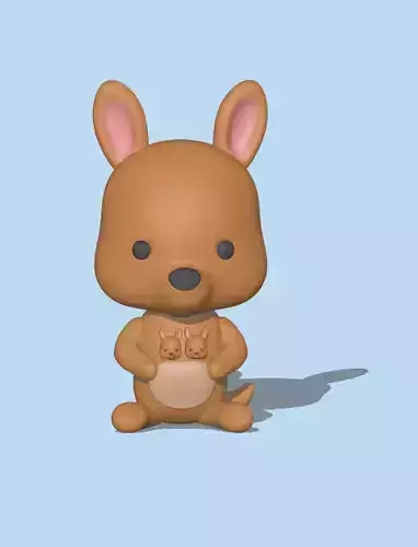 Cute Kangaroo and babies  3D print model