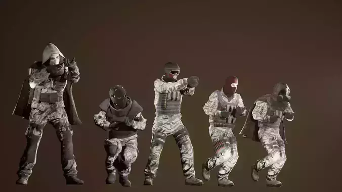 Enemy Soldiers Pack Low-poly 3D model