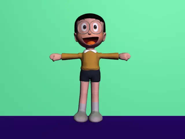 Nobita cartoon character 3D model_0