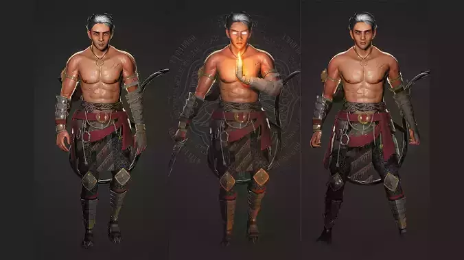 Southeast Asian Warrior Hero Character Low-poly 3D model