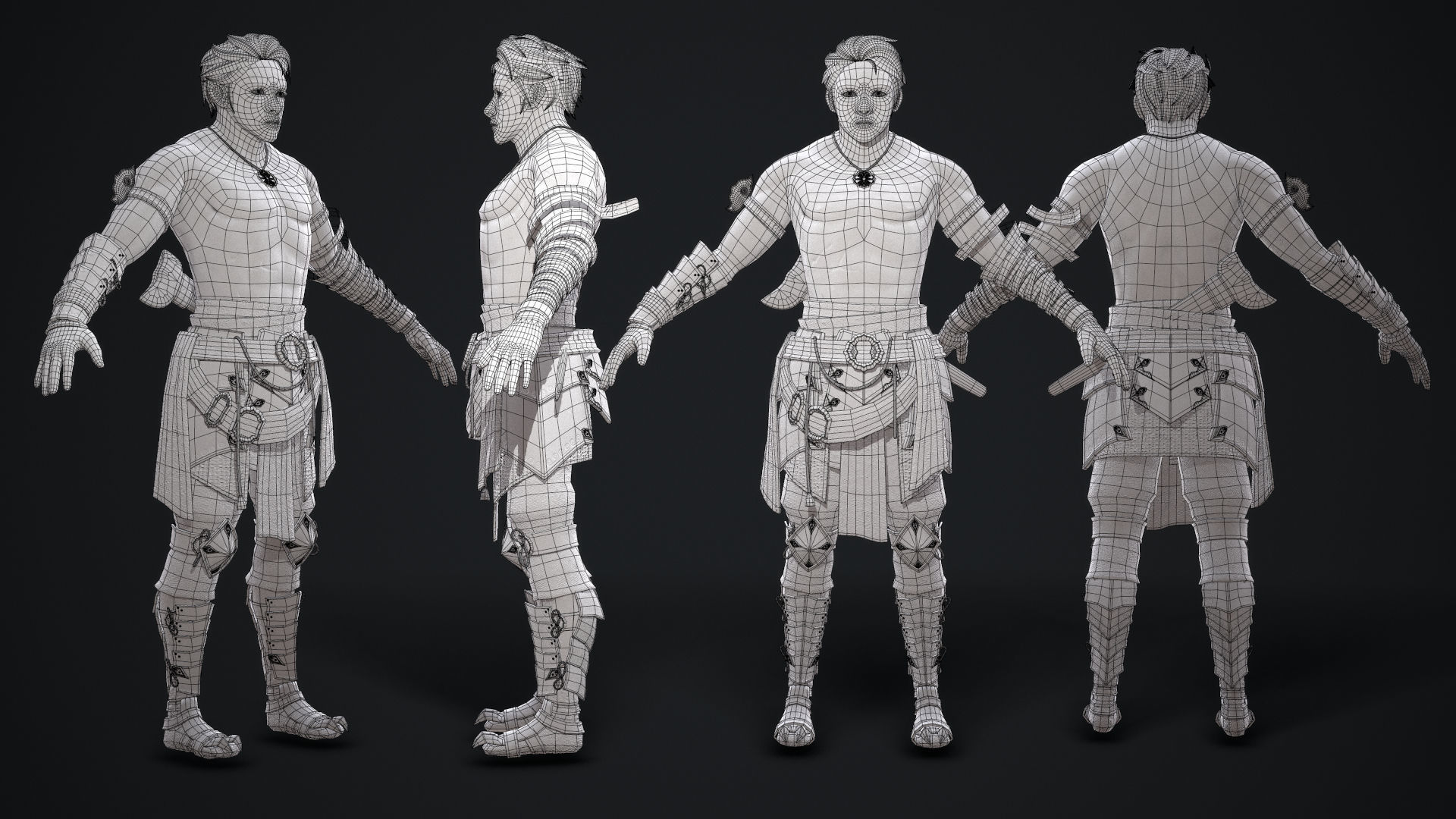 Southeast Asian Warrior Hero Character Low-poly 3D model_3