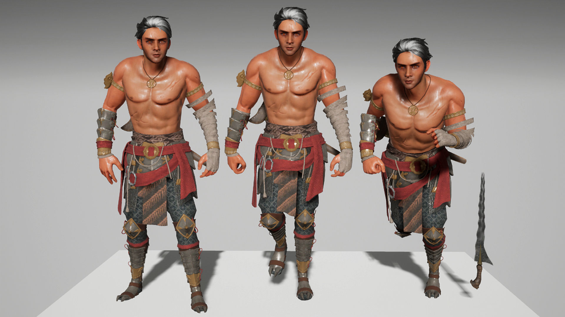 Southeast Asian Warrior Hero Character Low-poly 3D model_4
