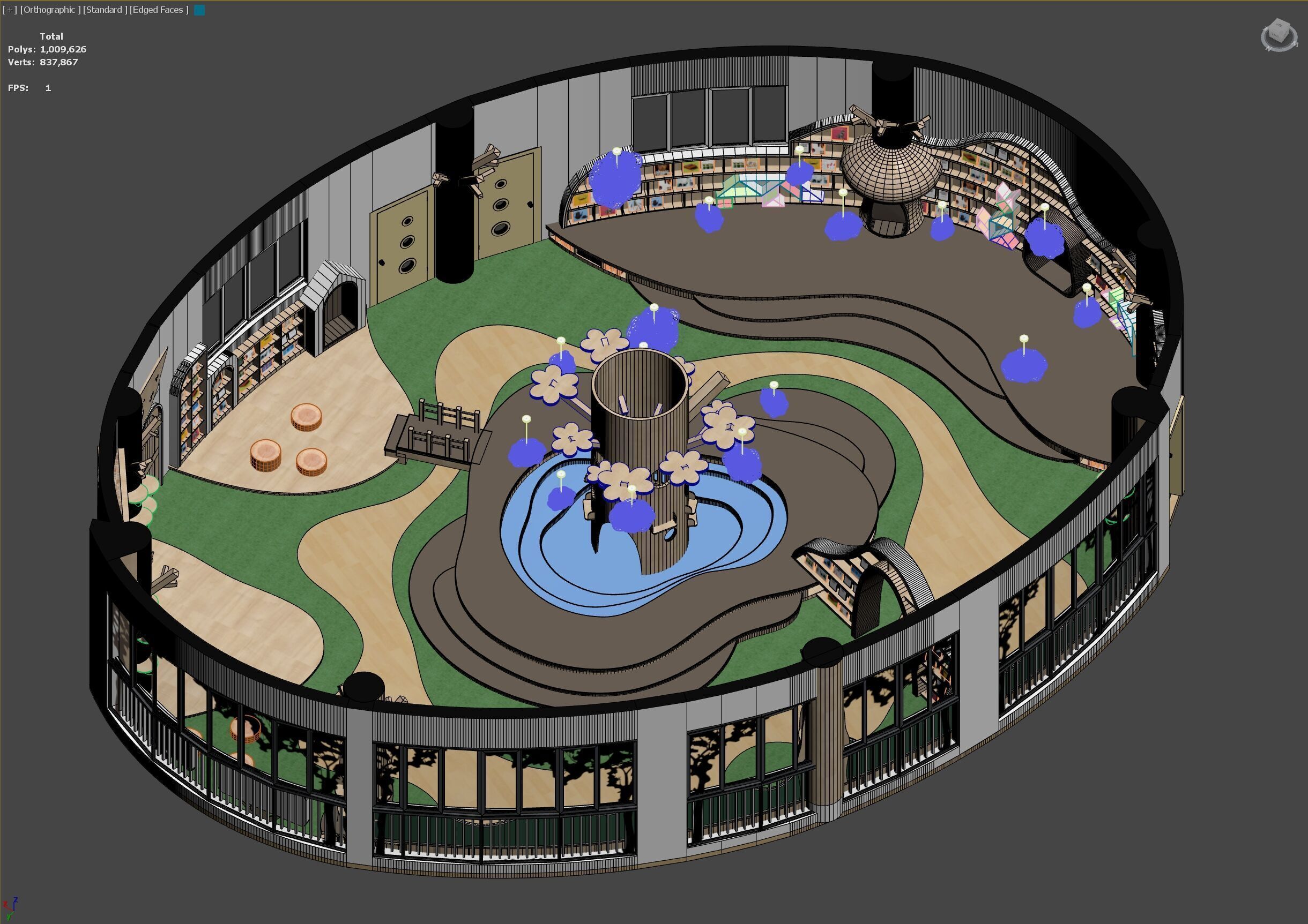 Childrenundefineds activity Room Reading Space Kindergarten 3D model_10