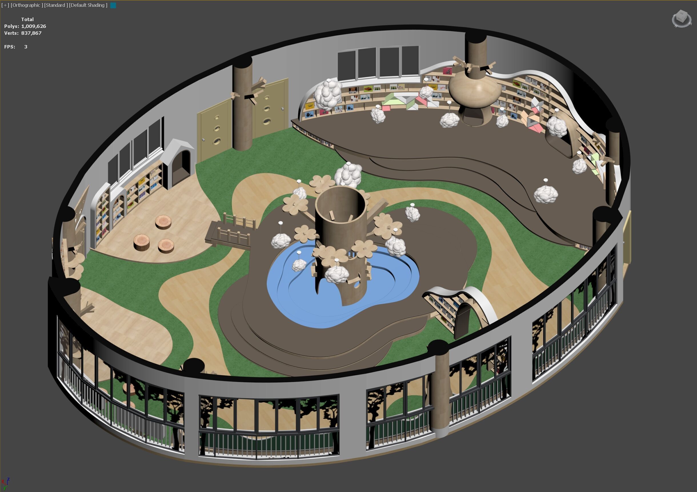 Childrenundefineds activity Room Reading Space Kindergarten 3D model_9