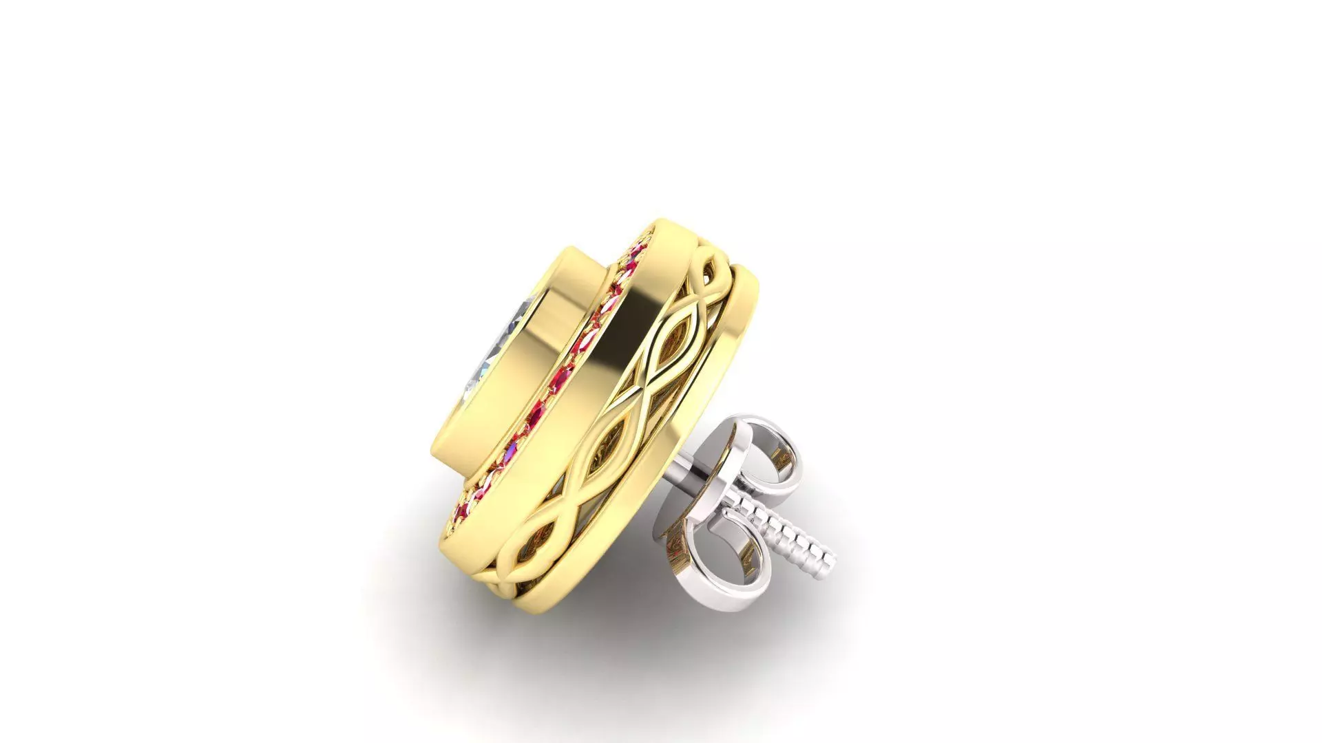 gold earring stude 3D model_0