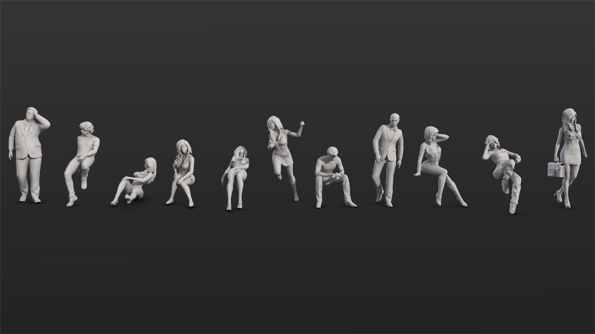 55 People Crowd Pack Set-03 3D model_7