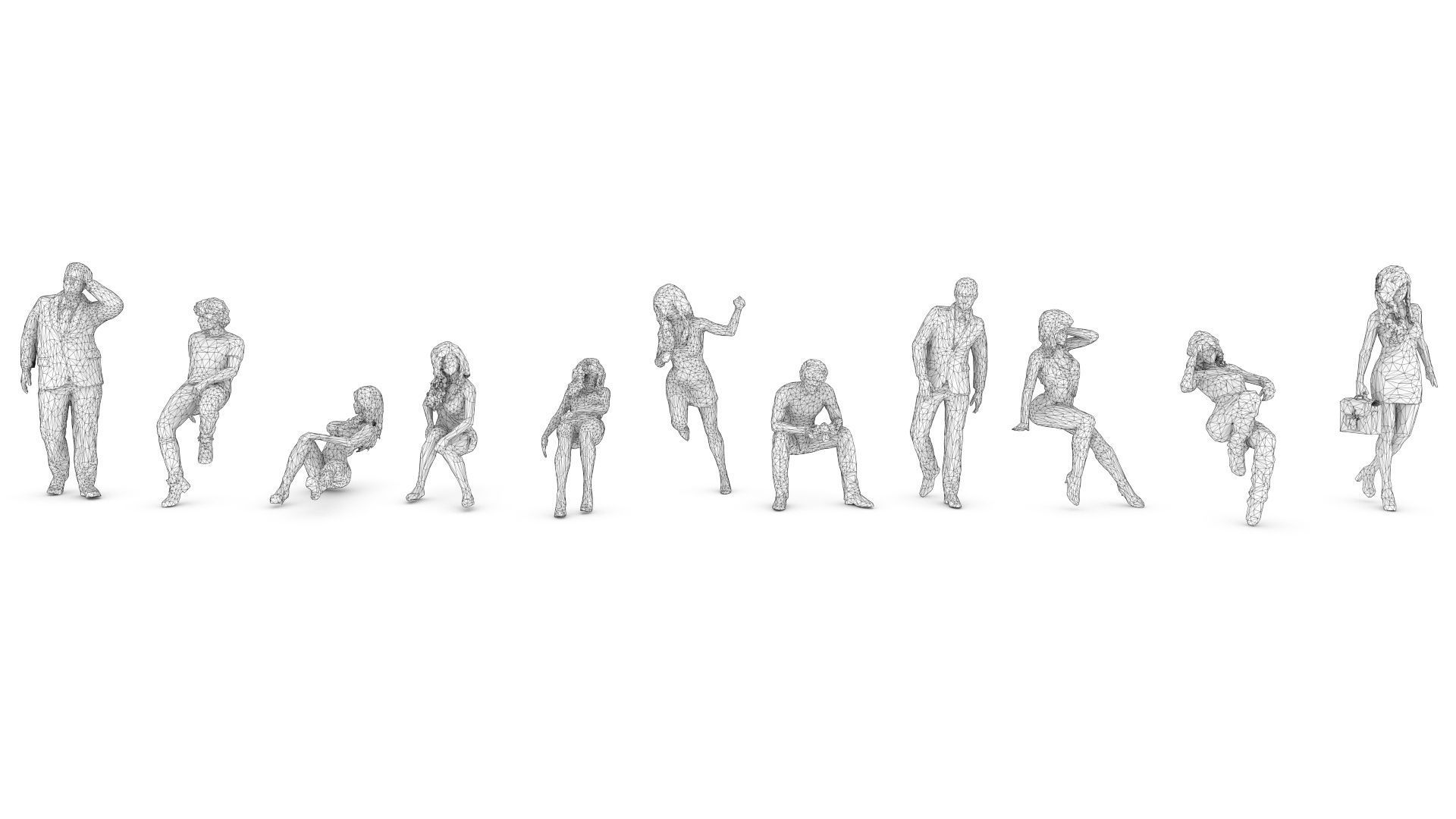 55 People Crowd Pack Set-03 3D model_16