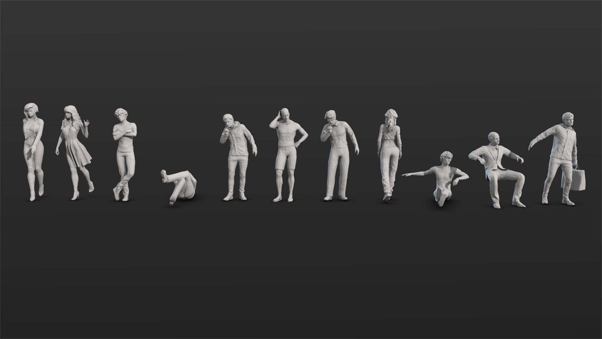 55 People Crowd Pack Set-03 3D model_8