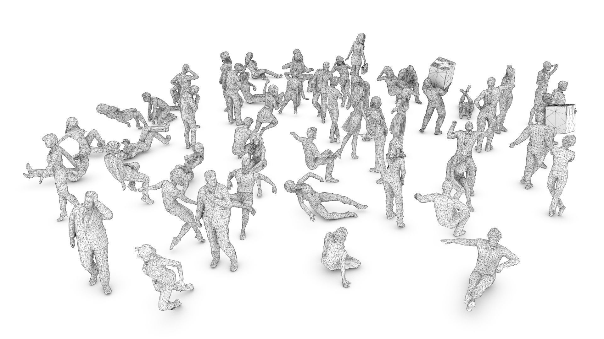 55 People Crowd Pack Set-03 3D model_12