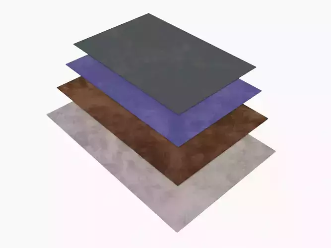 Carpet 3D model stack of different colored sheets
