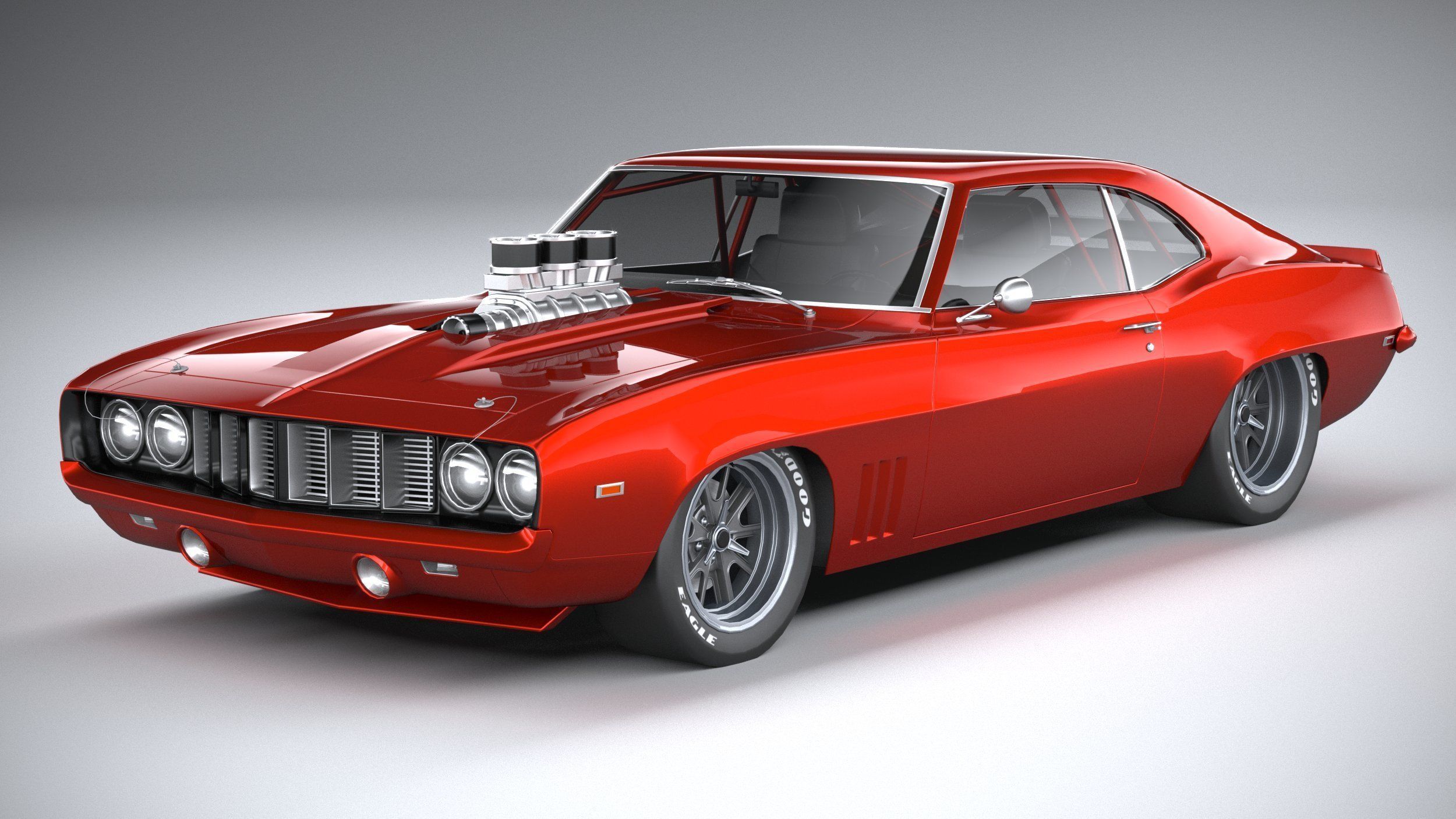 Generic classic muscle car 3D model_1