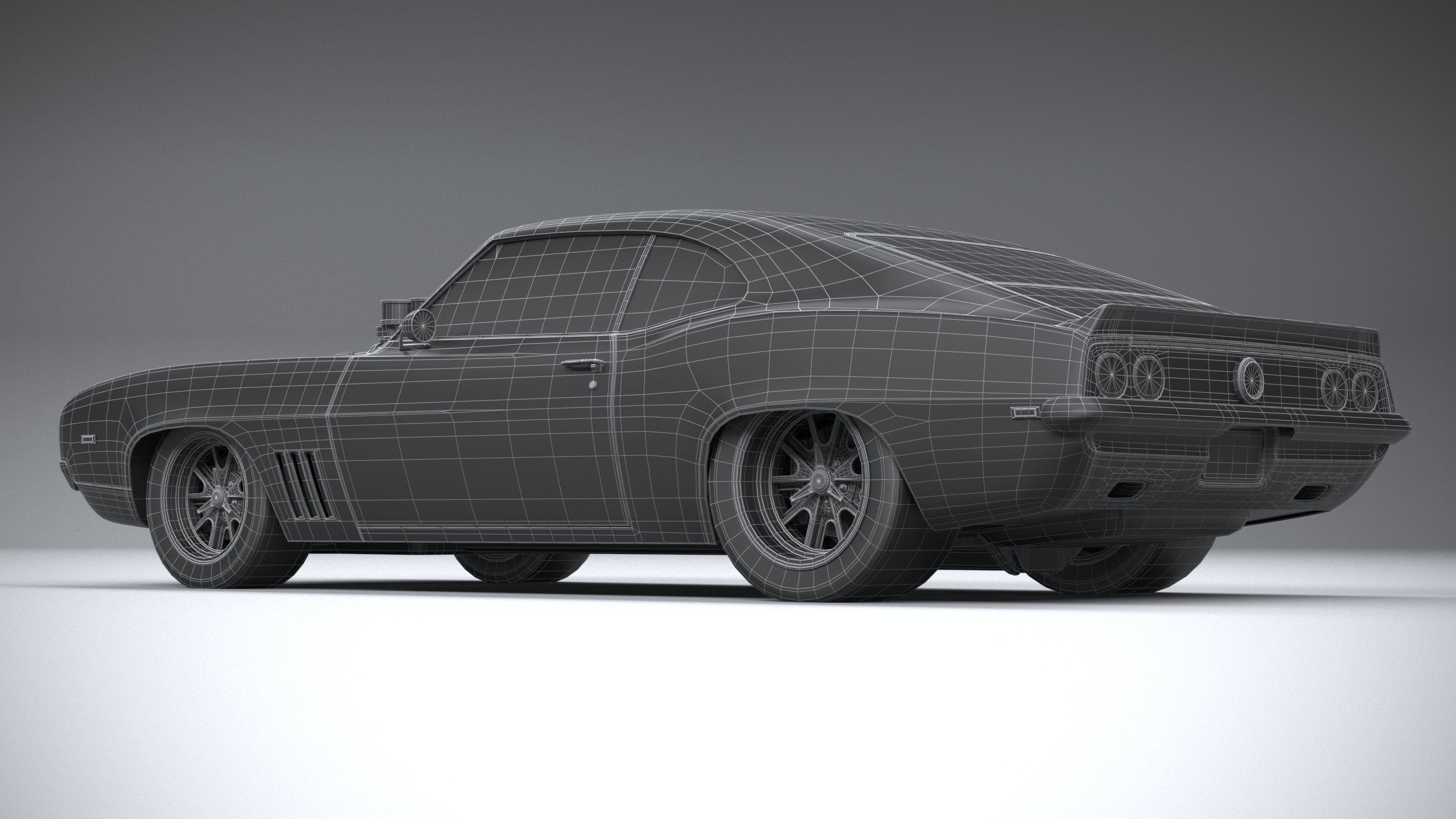 Generic classic muscle car 3D model_30