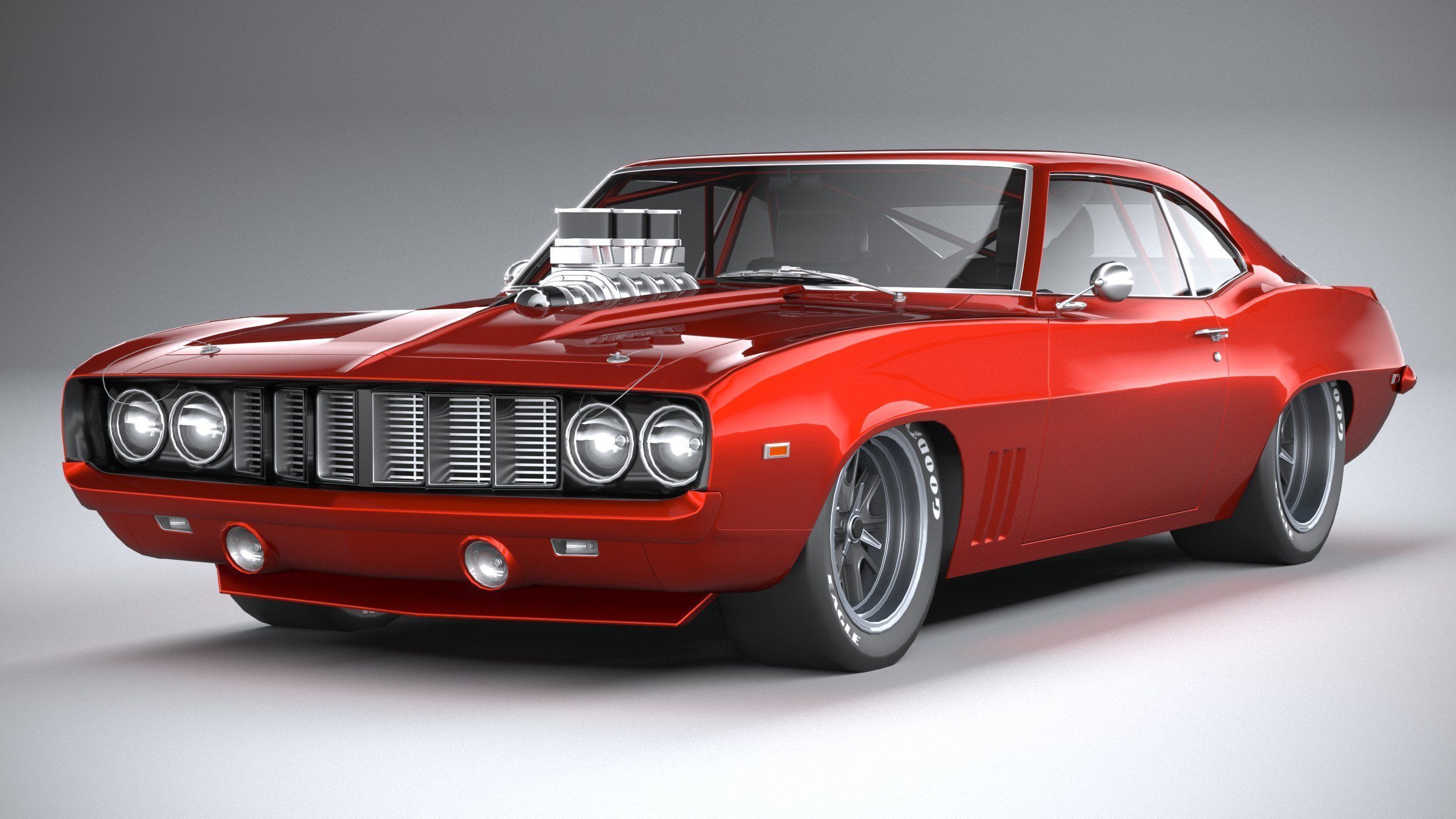 Generic classic muscle car 3D model_2