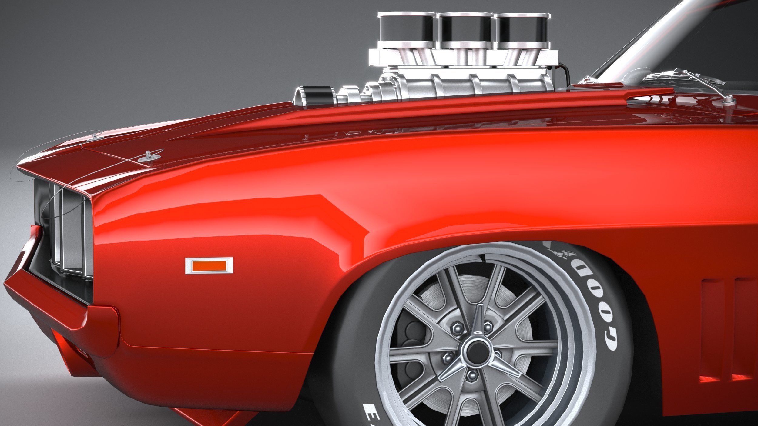 Generic classic muscle car 3D model_3