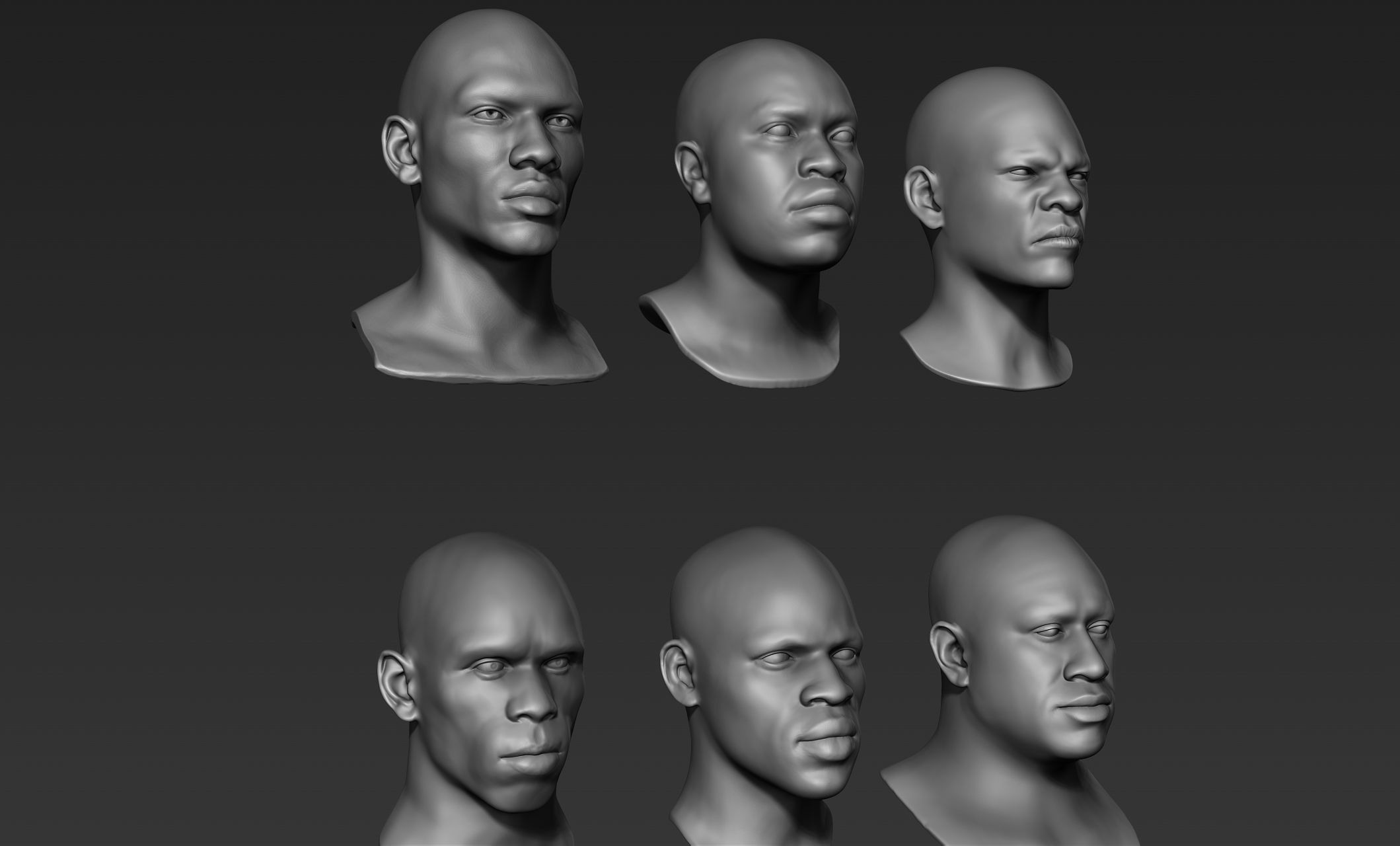 Black Man Head Sculpts 3D model_1