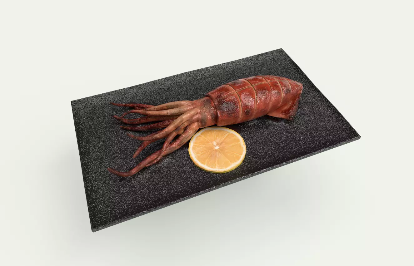 Asia food Grilled squid Low-poly 3D model