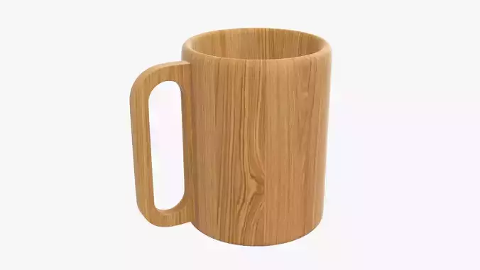 Big wooden mug tableware 3D model