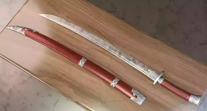 Sword two swords on wooden table