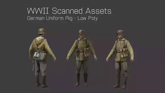 German Camo Soldier Rig - WW2 Scanned Asset Pack Low-poly 3D model