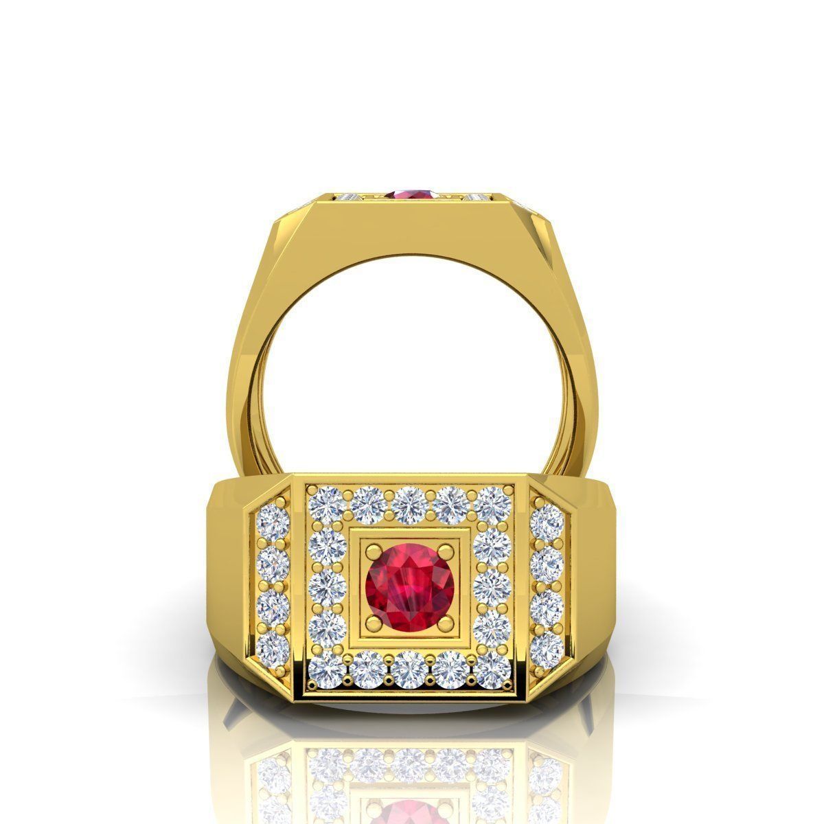 Ruby Center Mens Ring 3D print model_5
