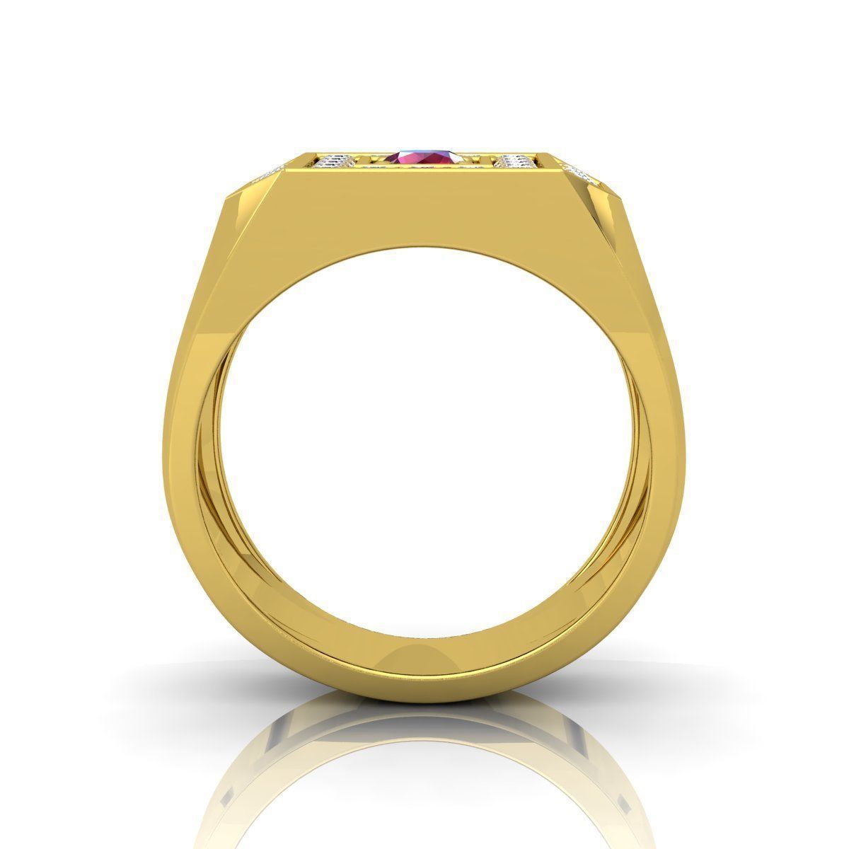 Ruby Center Mens Ring 3D print model_4