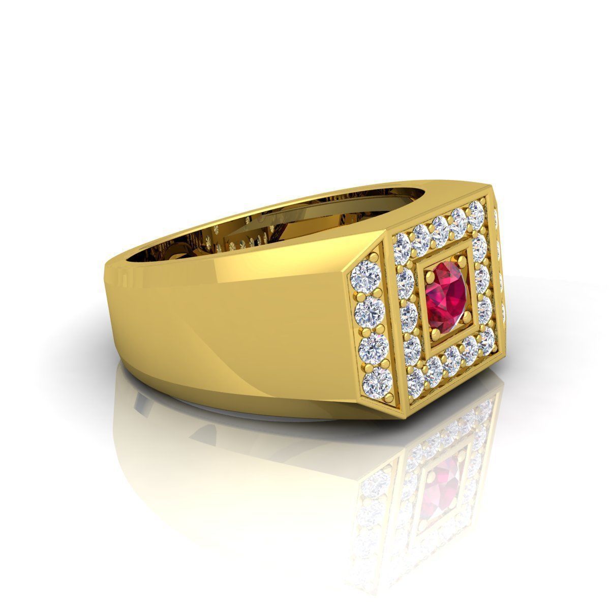 Ruby Center Mens Ring 3D print model_8