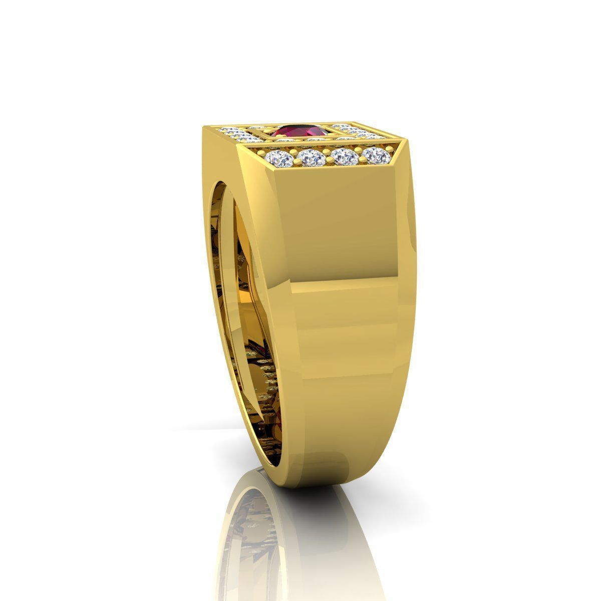 Ruby Center Mens Ring 3D print model_7