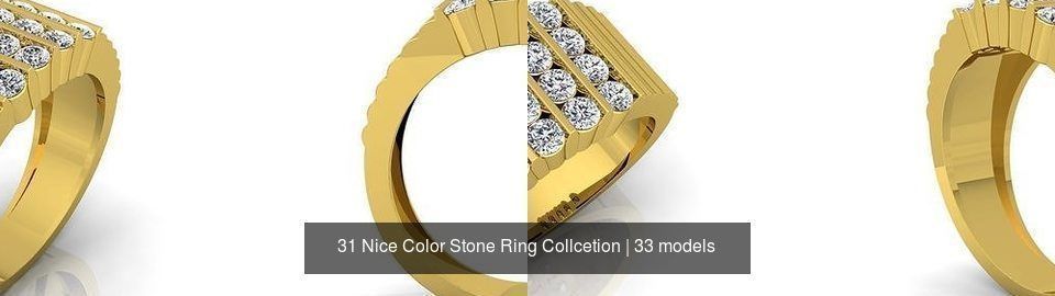 31 Nice Color Stone Mens  Ring Collcetion 3D Model Collection_7