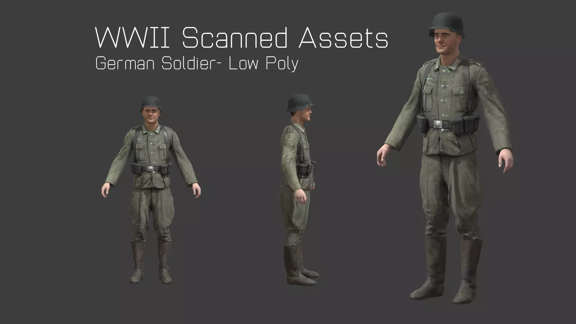 German Soldier Rig - WW2 Scanned Asset Pack Low-poly 3D model_0