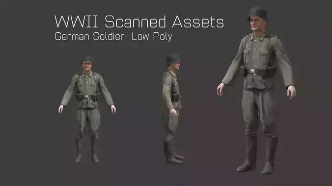 German Soldier Rig - WW2 Scanned Asset Pack Low-poly 3D model