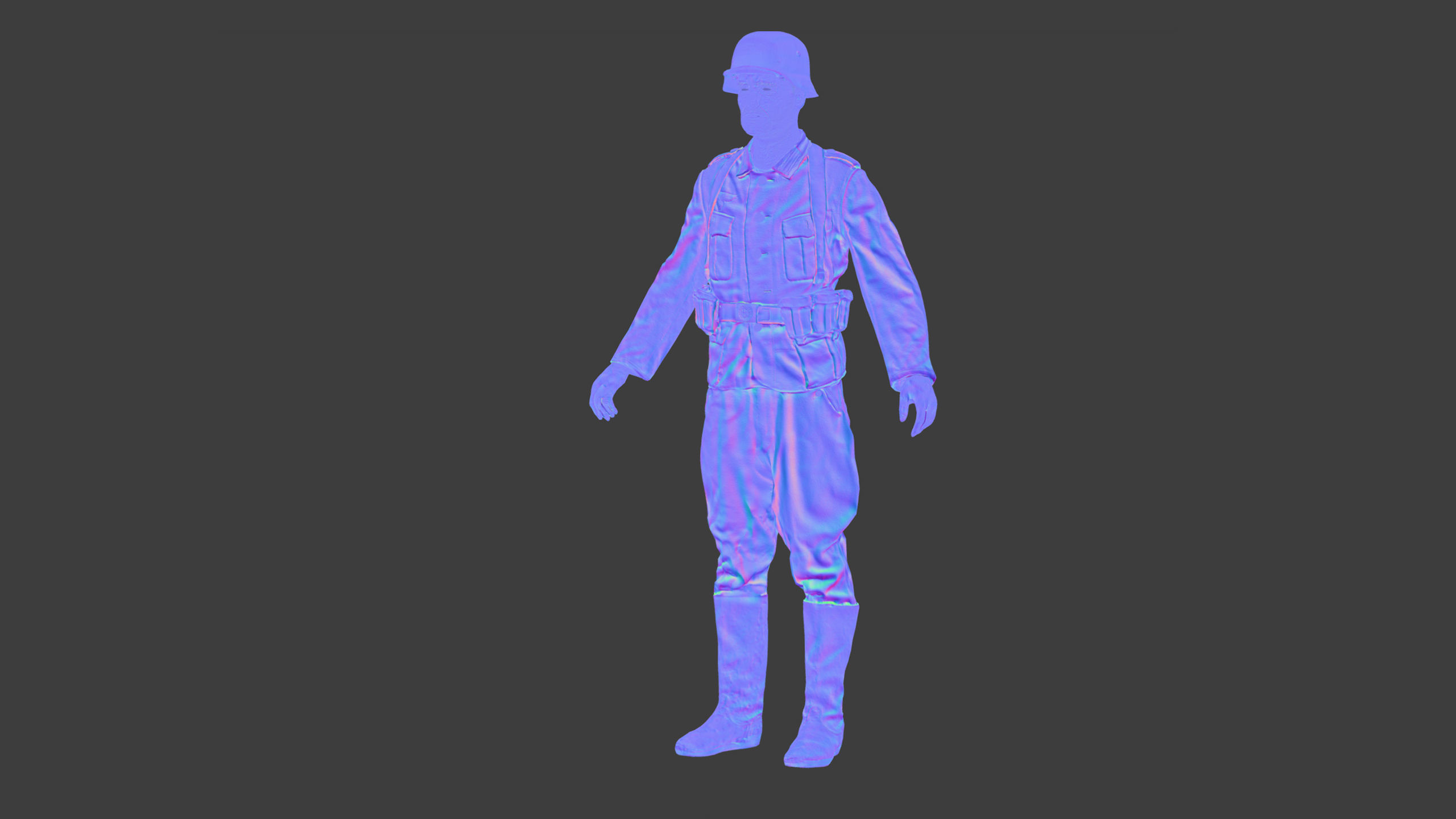 German Soldier Rig - WW2 Scanned Asset Pack Low-poly 3D model_10