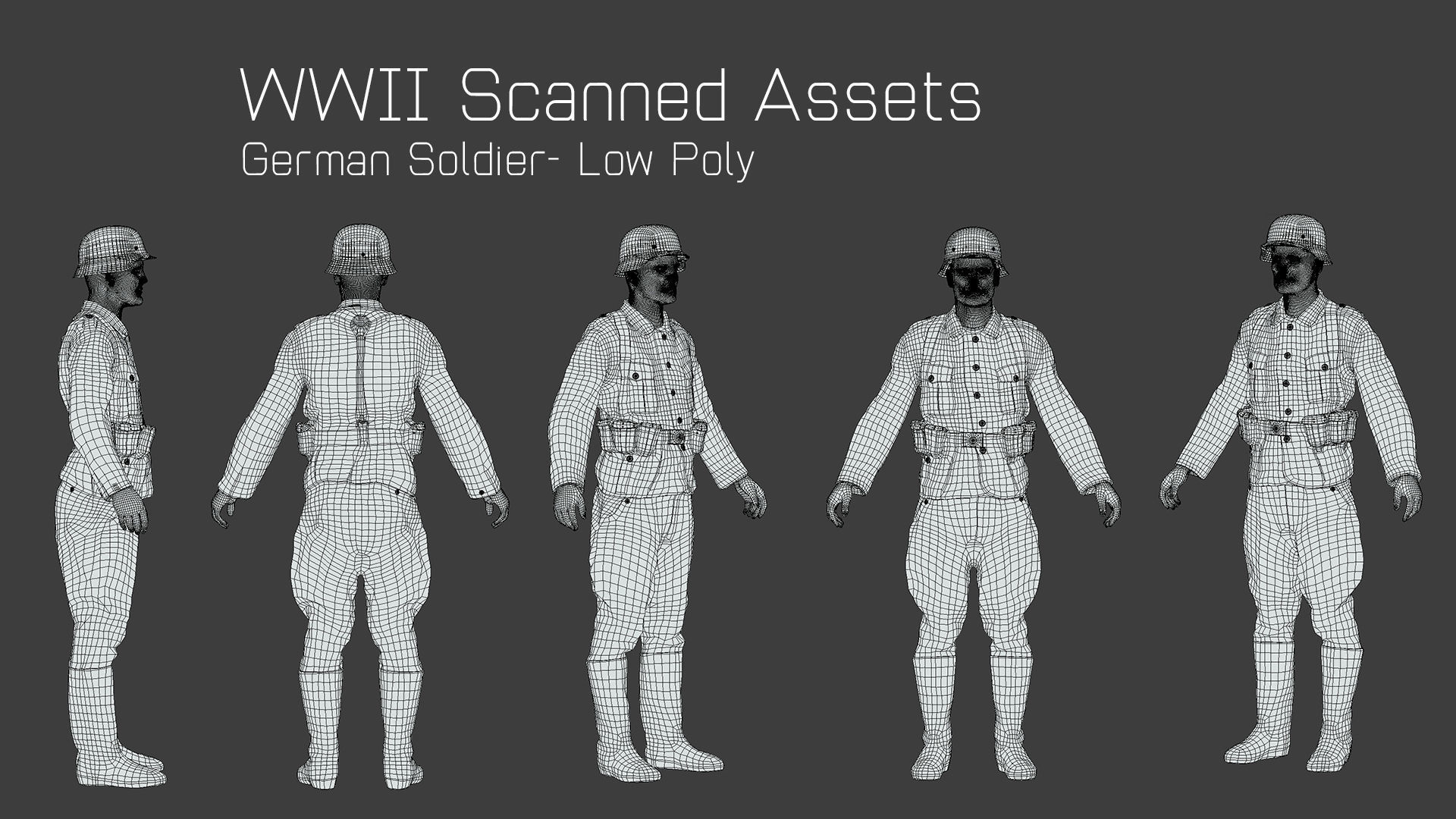 German Soldier Rig - WW2 Scanned Asset Pack Low-poly 3D model_2