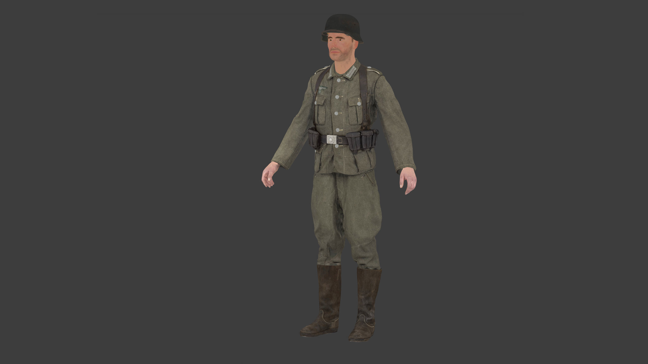 German Soldier Rig - WW2 Scanned Asset Pack Low-poly 3D model_12