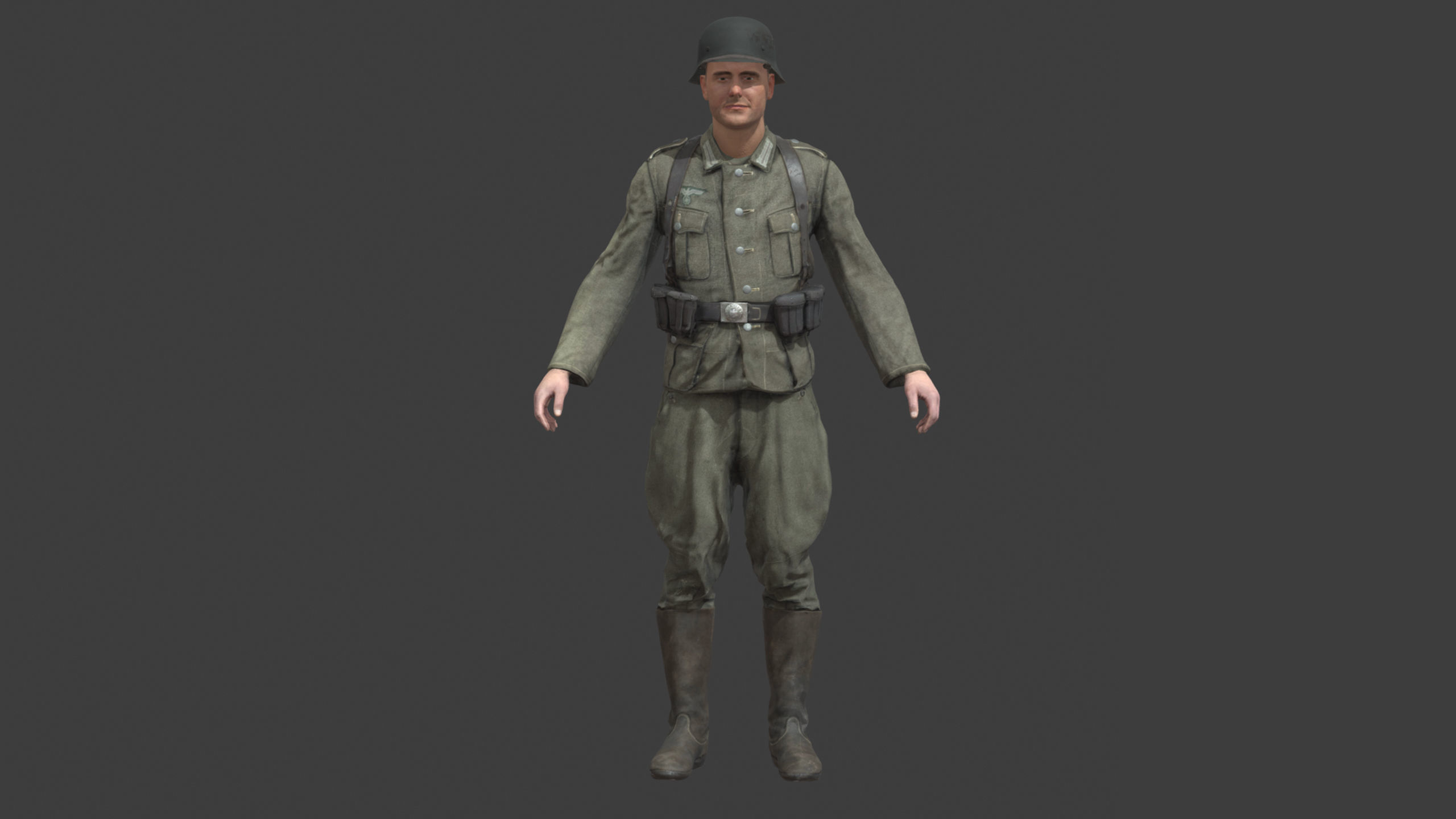German Soldier Rig - WW2 Scanned Asset Pack Low-poly 3D model_7
