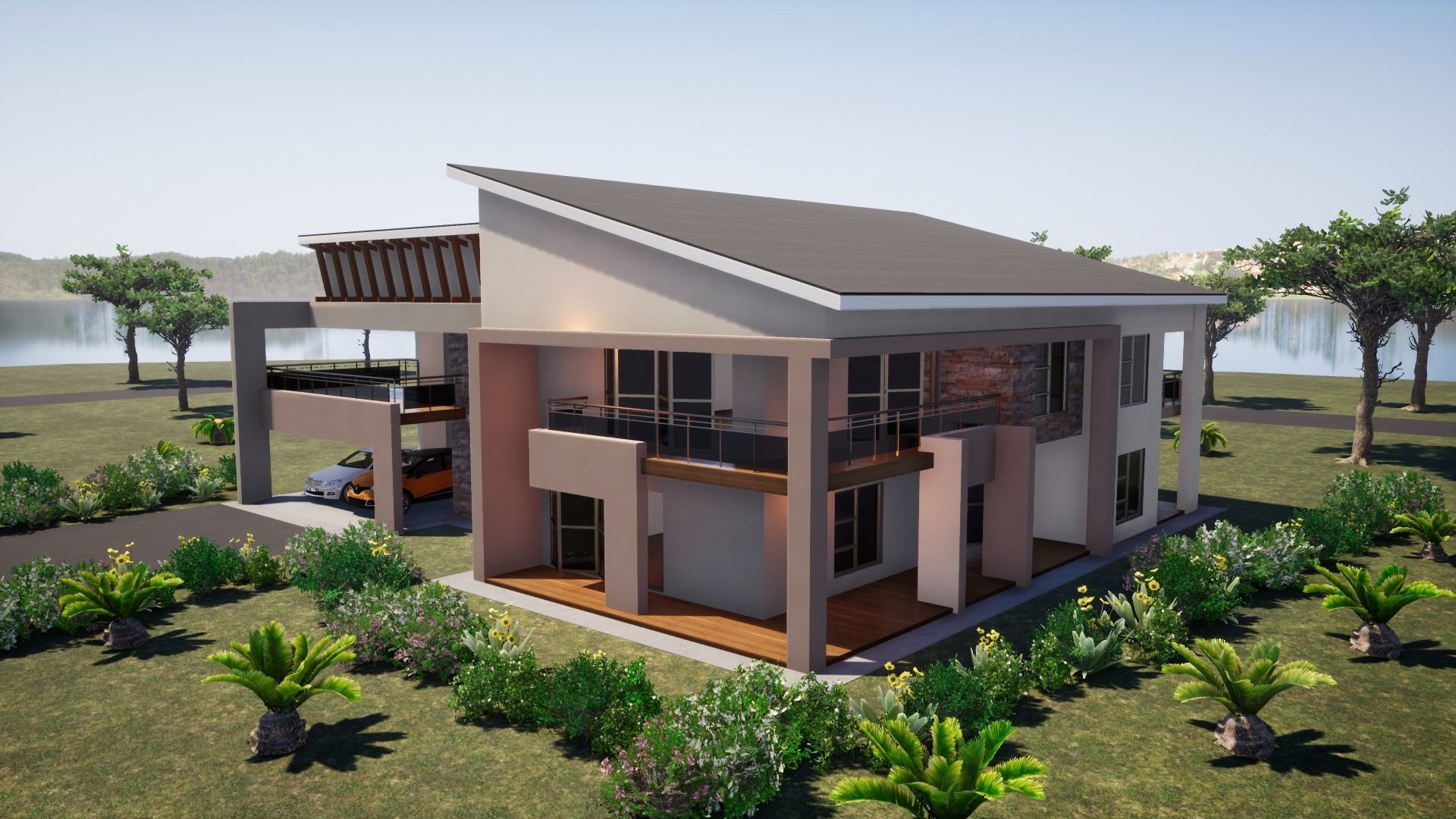 Proposed four bedroom house with maidroom 3D model_6